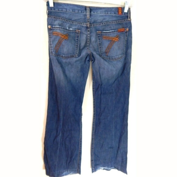 7 For All Mankind Blue Flare Jeans - Picture 7 of 8